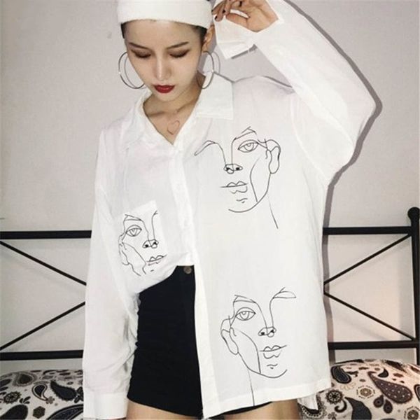 women blouse women 2019 character printed women blouse summer new fashion button shirts korean loose casual female blusas 67311, White
women blouse women 2019 character printed women blouse summer new fashion button shirts korean loose casual female blusas 67311, White