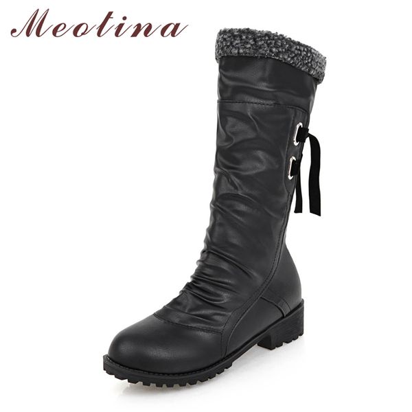 meotina mid calf boots winter pleated square low heels snow boots women bow western fur warm ladies footwear gray size 11, Black
meotina mid calf boots winter pleated square low heels snow boots women bow western fur warm ladies footwear gray size 11, Black