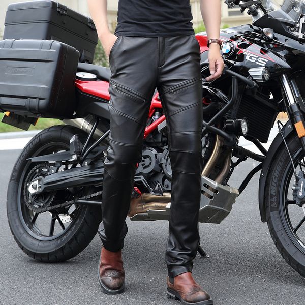 new zipper motorcycle leather pants men genuine leather thickening plus velvet warm pants feet trousers winter pant, Black
new zipper motorcycle leather pants men genuine leather thickening plus velvet warm pants feet trousers winter pant, Black