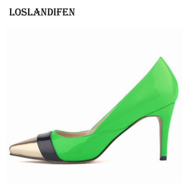 loslandifen women fashion pointed toe mixed color japanned leather party high heel shoes plus size 35-42 ladies pumps, Black;white
loslandifen women fashion pointed toe mixed color japanned leather party high heel shoes plus size 35-42 ladies pumps, Black;white