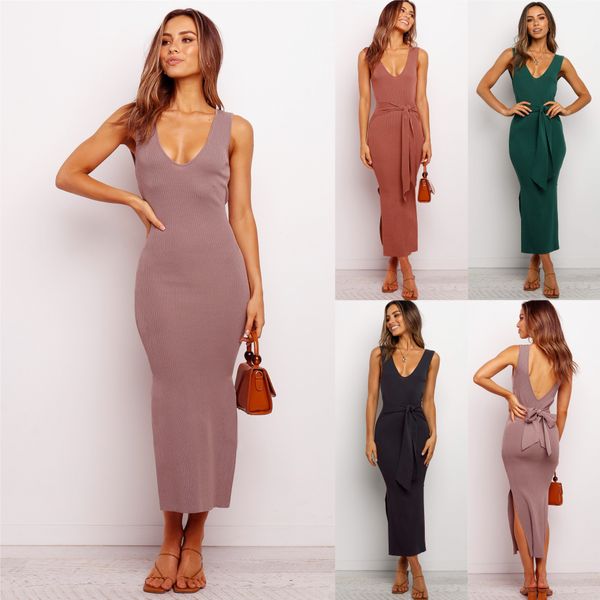 summer club bandage tank backless dress lace up ribbed solid side split dress 2020 streetwear women sleeveless u-neck bodycon midi dres, Black;gray
summer club bandage tank backless dress lace up ribbed solid side split dress 2020 streetwear women sleeveless u-neck bodycon midi dres, Black;gray