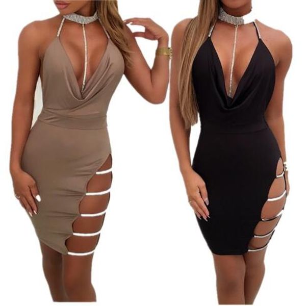 Hot Sale Womens Dress Europe and America Sexy Strap Dress Side Slits Low Chest Hanging V Neck Tight Nightclub Skirt
Hot Sale Womens Dress Europe and America Sexy Strap Dress Side Slits Low Chest Hanging V Neck Tight Nightclub Skirt
