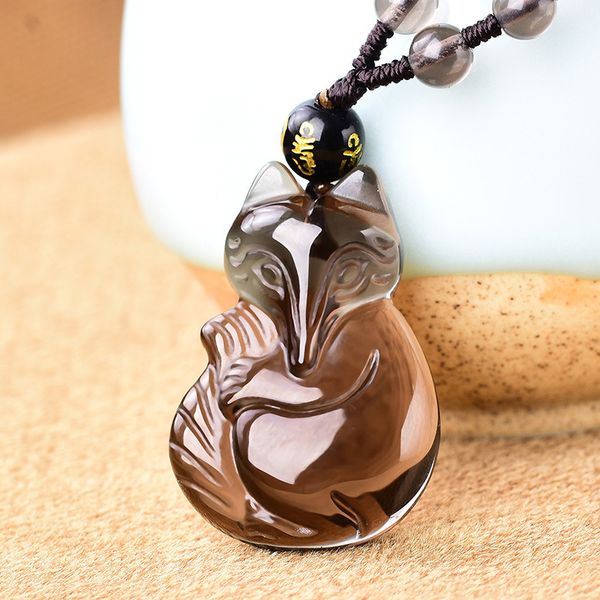 natural ice obsidian pendant necklace original fox jewelery women men pendant with beads chain lucky trick peach couple pendants, Silver
natural ice obsidian pendant necklace original fox jewelery women men pendant with beads chain lucky trick peach couple pendants, Silver