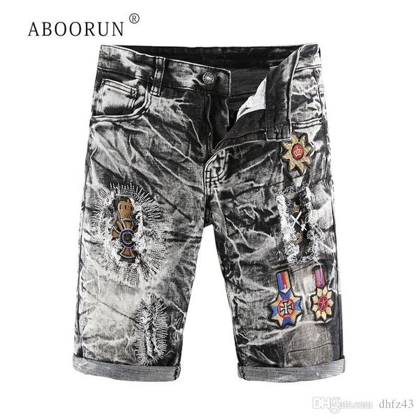 aboorun men's ripped denim shorts retro embroidery snowflake washed jeans shorts summer brand for male r590, White;black
aboorun men's ripped denim shorts retro embroidery snowflake washed jeans shorts summer brand for male r590, White;black
