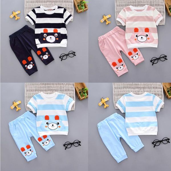 children clothing set toddler baby boys girls summer fashion casual cartoon striped bear t-shirt +pants outfits set m140#, White
children clothing set toddler baby boys girls summer fashion casual cartoon striped bear t-shirt +pants outfits set m140#, White