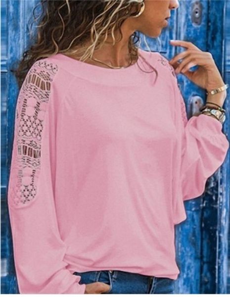 round collar long sleeve stitching round collar long sleeve lace t-shirt lace stitching t-shirt, White
round collar long sleeve stitching round collar long sleeve lace t-shirt lace stitching t-shirt, White