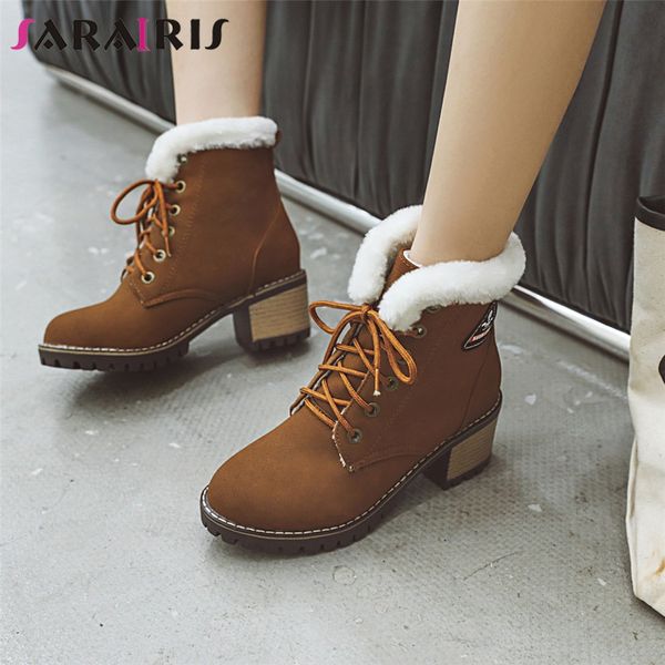 sarairis brand new snow boots ladies high chunky heels lace up shoes woman casual party winter warm fur ankle boots women, Black
sarairis brand new snow boots ladies high chunky heels lace up shoes woman casual party winter warm fur ankle boots women, Black