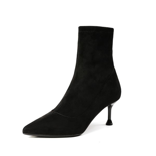 new style single boots pointed toe boots thin heeled versatile high heel shoes plus velvet short, Black
new style single boots pointed toe boots thin heeled versatile high heel shoes plus velvet short, Black