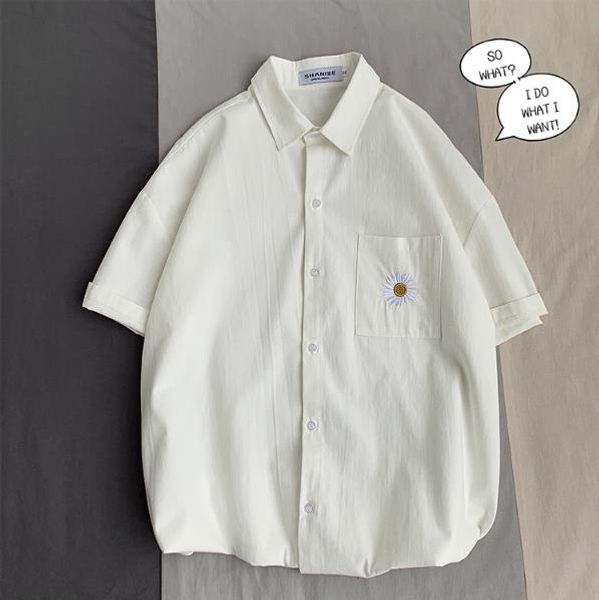 вышивка сплошной цвет мужские рубашки лето с коротким рукавом мужские рубашки повседневная мода тонкий отложной воротник рубашки, White;black 
вышивка сплошной цвет мужские рубашки лето с коротким рукавом мужские рубашки повседневная мода тонкий отложной воротник рубашки, White;black