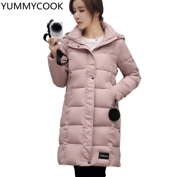women's down & parkas cotton medium long section jacket thick hooded long-sleeved korean fashion f343, Black
women's down & parkas cotton medium long section jacket thick hooded long-sleeved korean fashion f343, Black
