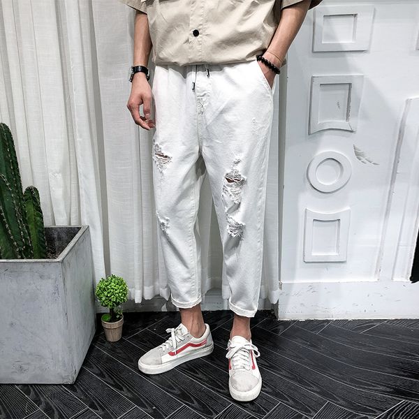 jeans men male holes beggar pants self-cultivation bound feet nine part pants summer, Blue
jeans men male holes beggar pants self-cultivation bound feet nine part pants summer, Blue
