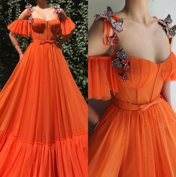 2019 orange red spaghetti straps tulle a line long prom dresses 3d floral lace butter fly beaded floor length formal party evening dresses, Black
2019 orange red spaghetti straps tulle a line long prom dresses 3d floral lace butter fly beaded floor length formal party evening dresses, Black