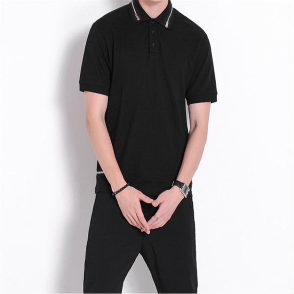 summer shirt zipper round neck elegant luxury short sleeve for men and women, White;black
summer shirt zipper round neck elegant luxury short sleeve for men and women, White;black