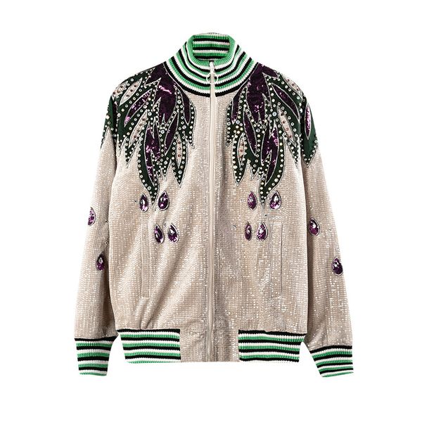 women jacket fashion 2019 spring & autumn baseball uniform embroidered sparkling sequins beading velvet cardigan chaqueta mujer, Black;brown
women jacket fashion 2019 spring & autumn baseball uniform embroidered sparkling sequins beading velvet cardigan chaqueta mujer, Black;brown