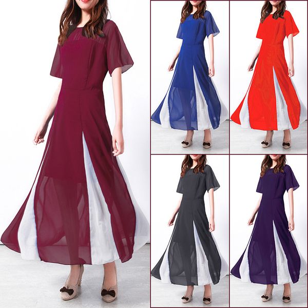 2020 dress high waist longuette round neck bat short sleeve waist longuette spelling color chiffon dress
2020 dress high waist longuette round neck bat short sleeve waist longuette spelling color chiffon dress