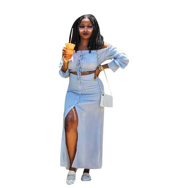 autumn two piece set strapless lace up crop and long skirt 2 piece set women's suits outfits female clothing sets, Gray
autumn two piece set strapless lace up crop and long skirt 2 piece set women's suits outfits female clothing sets, Gray