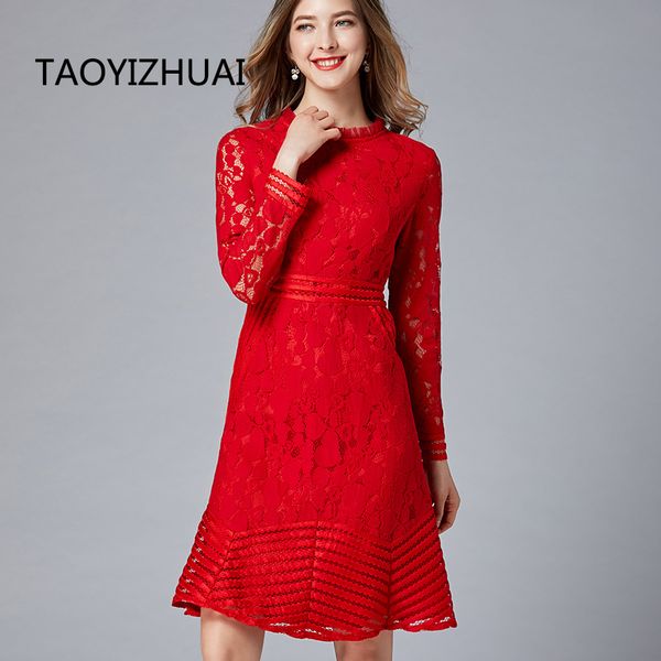 taoyizhuai 2019 new autumn large size l geometry red dress full sleeve o-neck retro slim lace dress party female 16214, Black;pink
taoyizhuai 2019 new autumn large size l geometry red dress full sleeve o-neck retro slim lace dress party female 16214, Black;pink