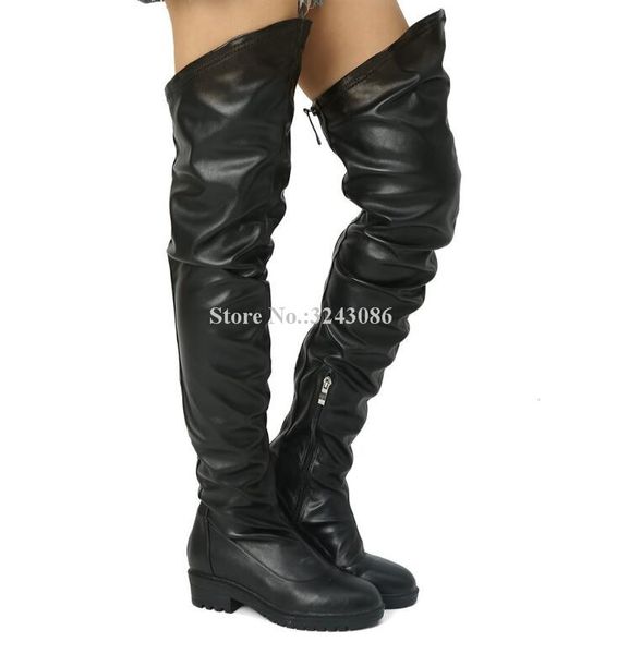women black leather flat over the knee boots fashion pleated platform long boots lady design casual dropship
women black leather flat over the knee boots fashion pleated platform long boots lady design casual dropship