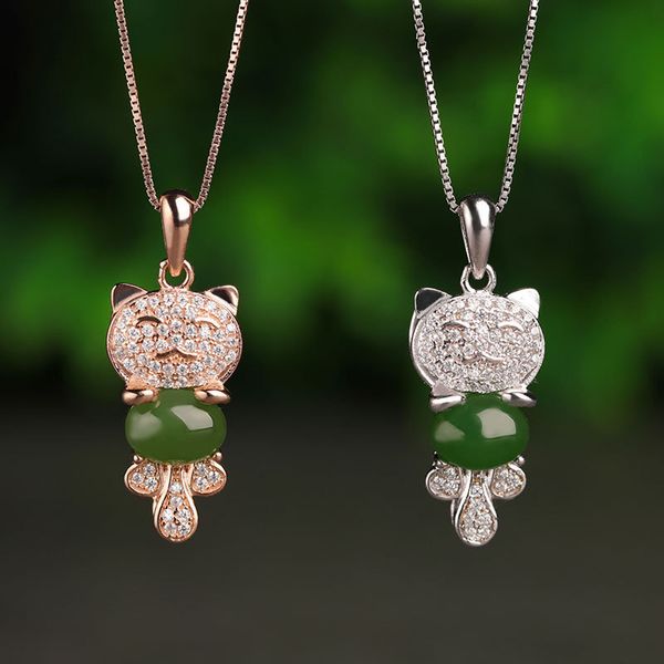 vintage 925 silver and natural hetian jade jade pendant sautoir cat silver rose gold inlaid pendant
vintage 925 silver and natural hetian jade jade pendant sautoir cat silver rose gold inlaid pendant