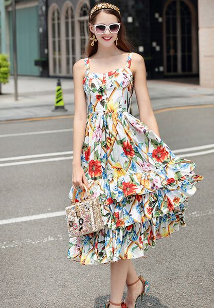 sweets spaghetti strap printing dresses 70% cotton blending women's beach vacation wear lady's runway cake dress, Black;gray
sweets spaghetti strap printing dresses 70% cotton blending women's beach vacation wear lady's runway cake dress, Black;gray