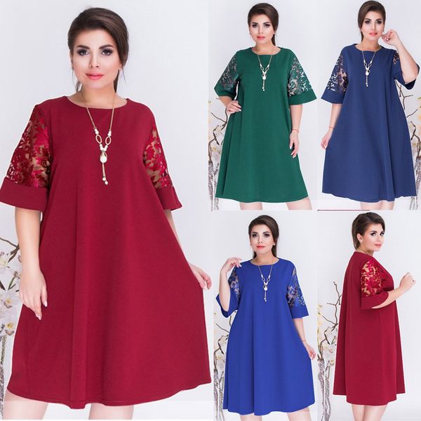 casual women plus size o-neck lace short sleeve patchwork mini dress party dress vestidos female summer streetwear 2020, Black;gray
casual women plus size o-neck lace short sleeve patchwork mini dress party dress vestidos female summer streetwear 2020, Black;gray