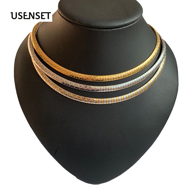 chic fashion gold silver women's omega chain necklace stainless steel wavy sand surface choker necklace cy02, Golden;silver
chic fashion gold silver women's omega chain necklace stainless steel wavy sand surface choker necklace cy02, Golden;silver