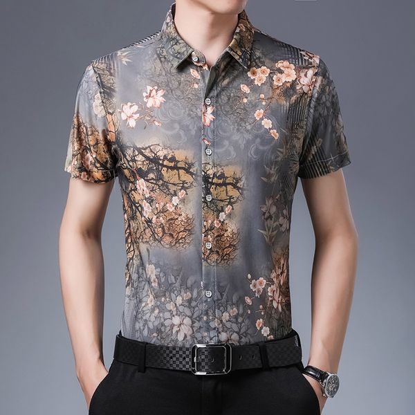 new 2020 mens summer shirts fashion printing clothes short sleeve floral printed male dress shirt, White;black
new 2020 mens summer shirts fashion printing clothes short sleeve floral printed male dress shirt, White;black