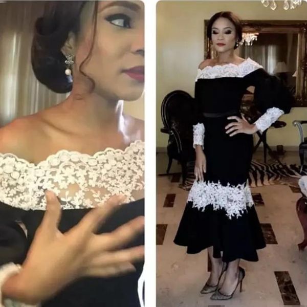 vintage sheath tea length prom dresses off the shoulder lace appliques long sleeve party gown short abric dubai prom dress 2019, Black
vintage sheath tea length prom dresses off the shoulder lace appliques long sleeve party gown short abric dubai prom dress 2019, Black