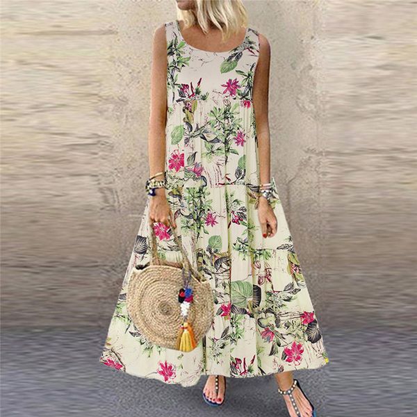summer dress women plus size bohe o neck floral print vintage sleeveless long maxi dress new casual ankle length dress, Black;gray
summer dress women plus size bohe o neck floral print vintage sleeveless long maxi dress new casual ankle length dress, Black;gray
