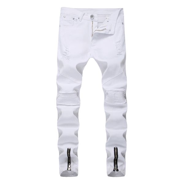 men's men's jeans white feet slim hole motorcycle men's casual white, Blue
men's men's jeans white feet slim hole motorcycle men's casual white, Blue