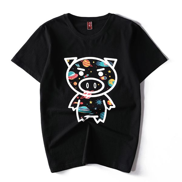 ready stock - guochao pig print, fashion trend t-shirt