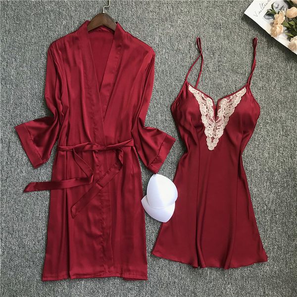 women lace 2pcs sleepwear nighty&robe suit satin kimono bathrobe gown nightdress nightgown homewear intimate lingerie, Black;red
women lace 2pcs sleepwear nighty&robe suit satin kimono bathrobe gown nightdress nightgown homewear intimate lingerie, Black;red