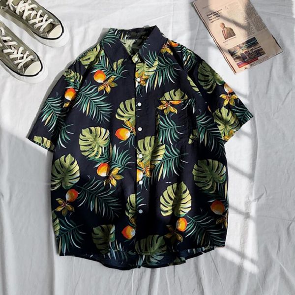 womail soft comfortable short sleeve button design leaf printed polyester material turn-down collar men blouse 19may20, White;black
womail soft comfortable short sleeve button design leaf printed polyester material turn-down collar men blouse 19may20, White;black