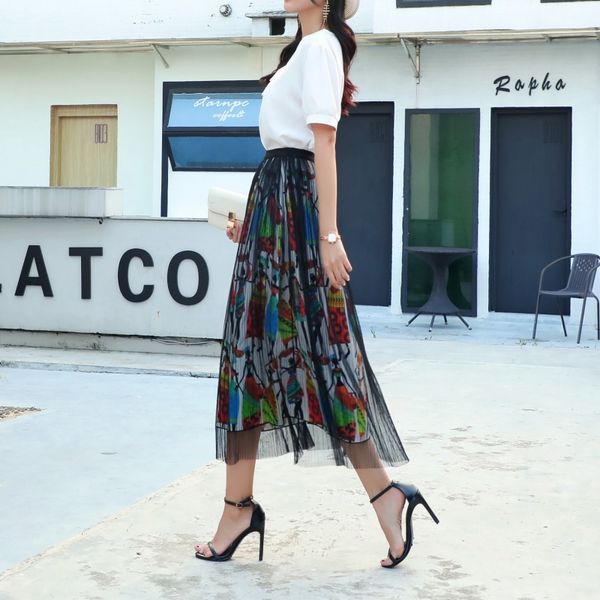 ins style summer new midi skirt large size overskirt printed flower national style tulle skirt women's skirts, Black
ins style summer new midi skirt large size overskirt printed flower national style tulle skirt women's skirts, Black