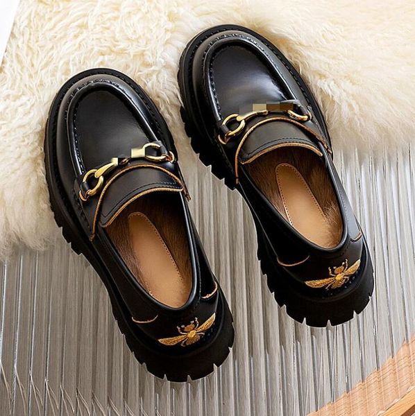 new bee embroidered women designer shoes fashion metal platform shoes for women slip on genine leather shoes women, Black
new bee embroidered women designer shoes fashion metal platform shoes for women slip on genine leather shoes women, Black