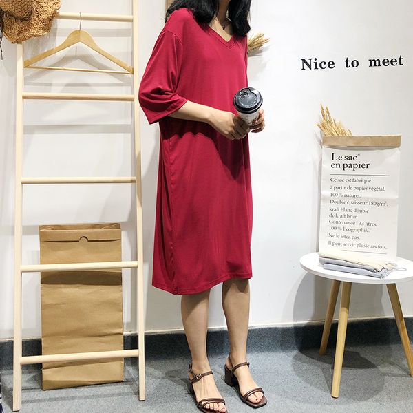 large size maternity dress summer bat shirt modal t-shirt loose bottoming shirt nightdress home service dressing gown sleepwear, Black;red
large size maternity dress summer bat shirt modal t-shirt loose bottoming shirt nightdress home service dressing gown sleepwear, Black;red
