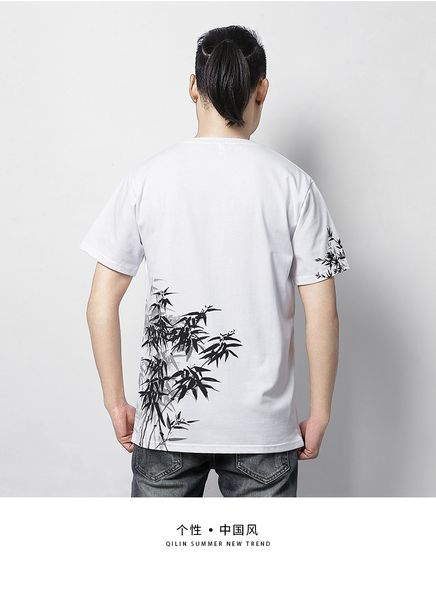 men's short sleeve t-shirt summer 2020 new china fashion men's wear pure cotton embroidery bamboo printed white body, White;black
men's short sleeve t-shirt summer 2020 new china fashion men's wear pure cotton embroidery bamboo printed white body, White;black
