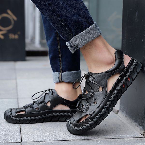 sandals for men genuine leather outdoor men's sandals breatahble casual beach comfortable summer men fashion rubber shoes, Black
sandals for men genuine leather outdoor men's sandals breatahble casual beach comfortable summer men fashion rubber shoes, Black