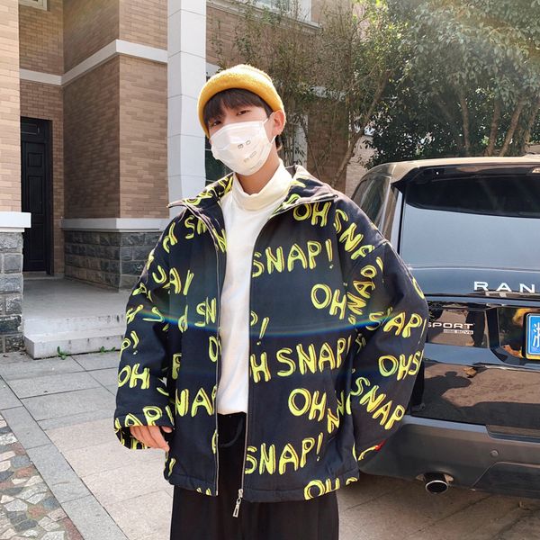 2018 autumn and winter new lamb cashmere coat letter printing hip hop trend thickening jacket black / army green s
2018 autumn and winter new lamb cashmere coat letter printing hip hop trend thickening jacket black / army green s