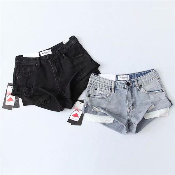 ripped denim pants cuffed pockets high waist shorts solid color fashion pants womens summer designer, White;black
ripped denim pants cuffed pockets high waist shorts solid color fashion pants womens summer designer, White;black