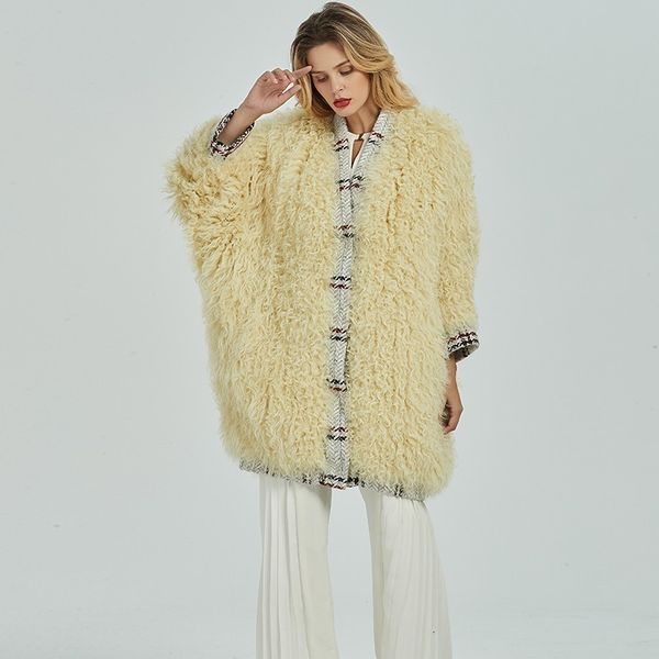 2020 new winter knitted real lamb fur coat ladies casual long loose batwing sleeve natural fur coat sheep wool jacket outerwear, Black
2020 new winter knitted real lamb fur coat ladies casual long loose batwing sleeve natural fur coat sheep wool jacket outerwear, Black