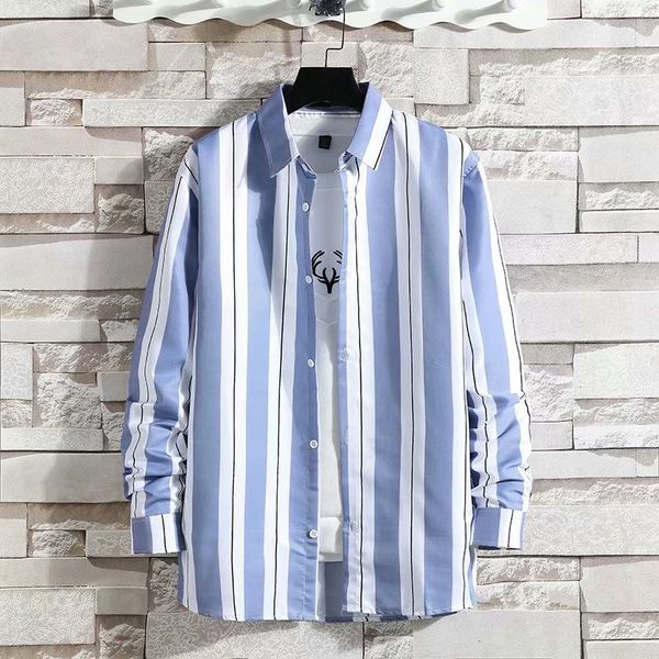 loose vertical stripe men shirt stylish blue long sleeve button shirts casual blusa masculino korean summer men clothes mm60ncs, White;black
loose vertical stripe men shirt stylish blue long sleeve button shirts casual blusa masculino korean summer men clothes mm60ncs, White;black