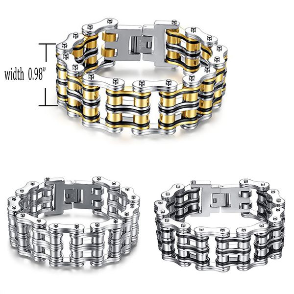 25mm width cool punk 316l stainless steel jewelry men biker bicycle motorcycle chain men's bracelets mens bracelets&bangles, Black
25mm width cool punk 316l stainless steel jewelry men biker bicycle motorcycle chain men's bracelets mens bracelets&bangles, Black