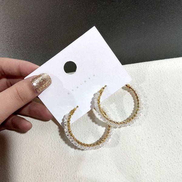 sweet crystal bead hoop earrings for women fashion big circle statement girl's ear jewelry gift piercing, Golden;silver
sweet crystal bead hoop earrings for women fashion big circle statement girl's ear jewelry gift piercing, Golden;silver