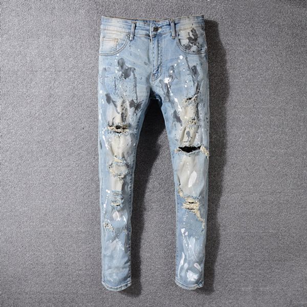 mens jeans designer ripped man hip hop jeans slim denim straight biker brand ami motorcycle jeans new oil, Blue
mens jeans designer ripped man hip hop jeans slim denim straight biker brand ami motorcycle jeans new oil, Blue