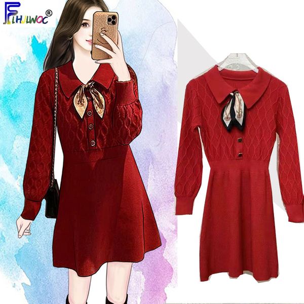 2020 new year red party basic mini dresses women long sleeve cute sweet peter pan collar knitted sweater dress bow tie 1220, Black;gray
2020 new year red party basic mini dresses women long sleeve cute sweet peter pan collar knitted sweater dress bow tie 1220, Black;gray