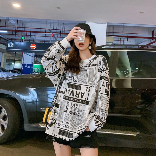 missky осень женщины толстовка streetwear вокруг шеи вскользь блуза фланель пуловер толстовка газета printed top девушку, Black
missky осень женщины толстовка streetwear вокруг шеи вскользь блуза фланель пуловер толстовка газета printed top девушку, Black