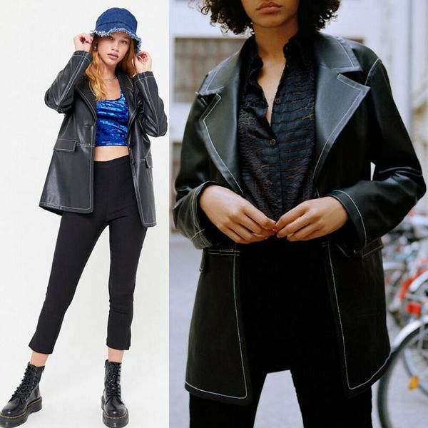 Women Jackets Winter Fashion Leather Bomber Jacket Turn-down Collar Long Sleeve Ladies Biker Coat Top Outwear Ladies Coats
Women Jackets Winter Fashion Leather Bomber Jacket Turn-down Collar Long Sleeve Ladies Biker Coat Top Outwear Ladies Coats