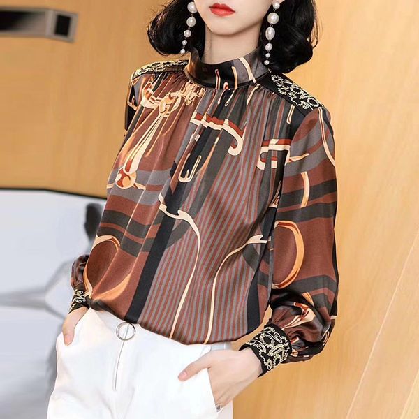 womens designer shirt natural female season temperament elegant stand collar printed long sleeve pullover silk shirt5x50, White
womens designer shirt natural female season temperament elegant stand collar printed long sleeve pullover silk shirt5x50, White
