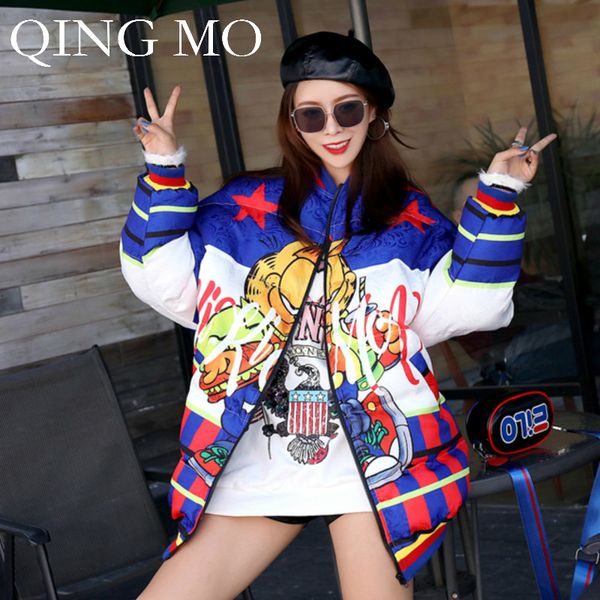 qing mo women cartoon printing down jacket 2018 winter keep warm cotton coat women windproof zipper overcoat dq300a, Black
qing mo women cartoon printing down jacket 2018 winter keep warm cotton coat women windproof zipper overcoat dq300a, Black